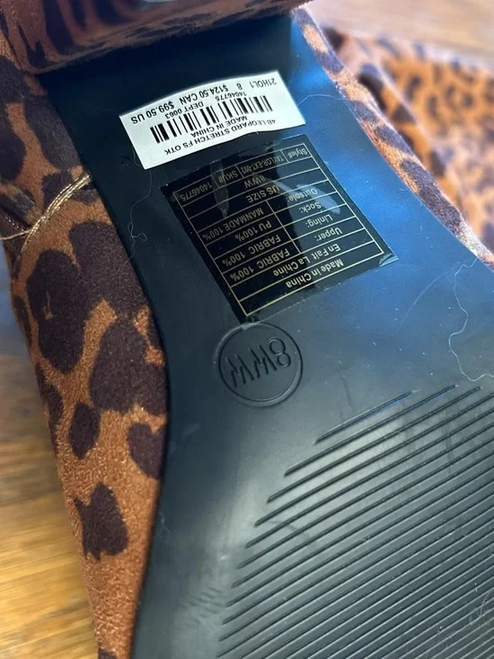 Torrid Leopard Print Knee High Boots Size 8 Wide Calf Block Heel Brown Black - Picture 4 of 8